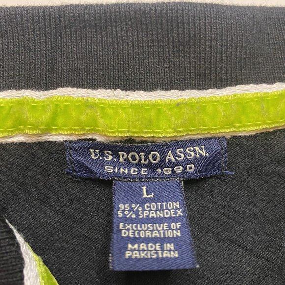 U.S Polo Assn Womens Short Sleeve Polo Shirt Size M Black/Neon/Pink Logo - Picture 5 of 7